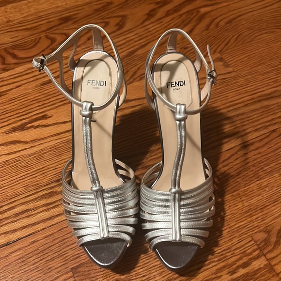 Fendi silver heels, used. Scuffs over heels. See pictures. - Picture 3 of 6